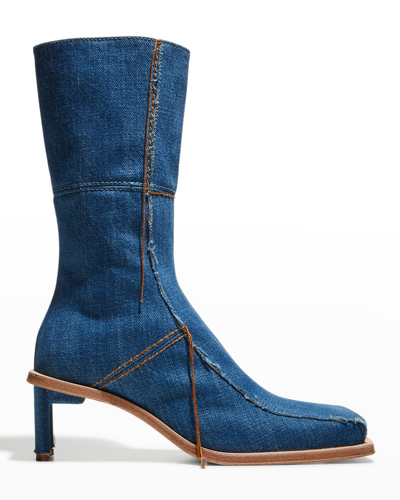 Shop Miista Amparo Denim Mid Boots In Blue