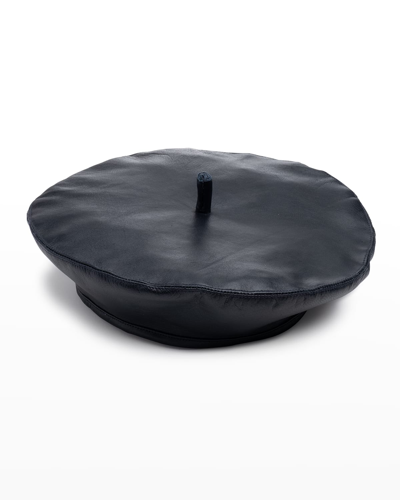 Shop Eugenia Kim Carter Leather Beret In Navy