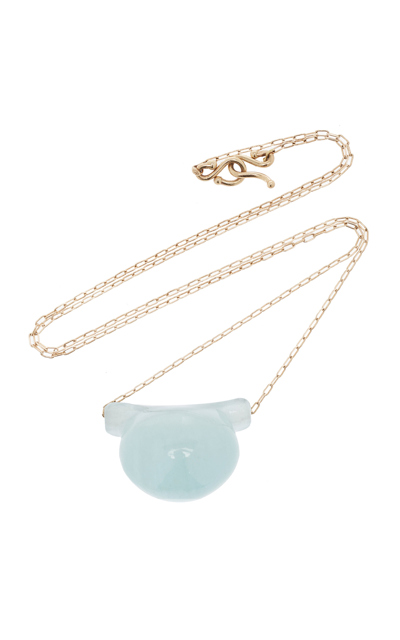 Shop Ten Thousand Things Etruscan 14k Yellow Gold Aquamarine Necklace In Blue