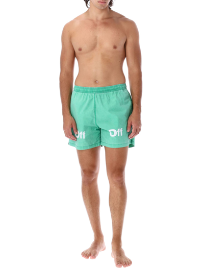 Shop Off-white Bounce Off Sunset Swimshorts In Green