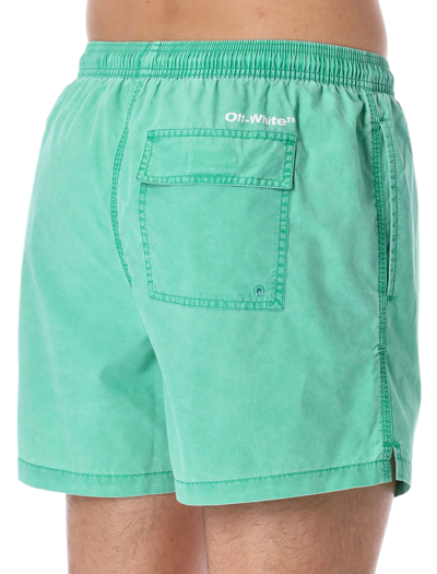 Shop Off-white Bounce Off Sunset Swimshorts In Green