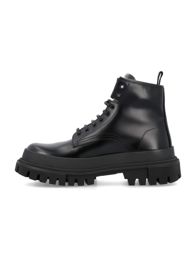 Shop Dolce & Gabbana Studded Calfskin Hi-trekking Ankle Boots In Black
