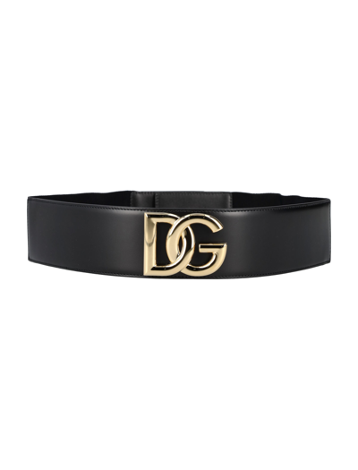 Shop Dolce & Gabbana Stretch Band And Lux Leather Belt With Dg Logo In Black