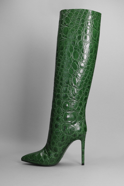 Shop Paris Texas High Heels Boots In Green Leather
