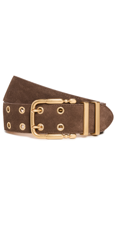 Shop By Far Duo Wood Suede Leather Belt
