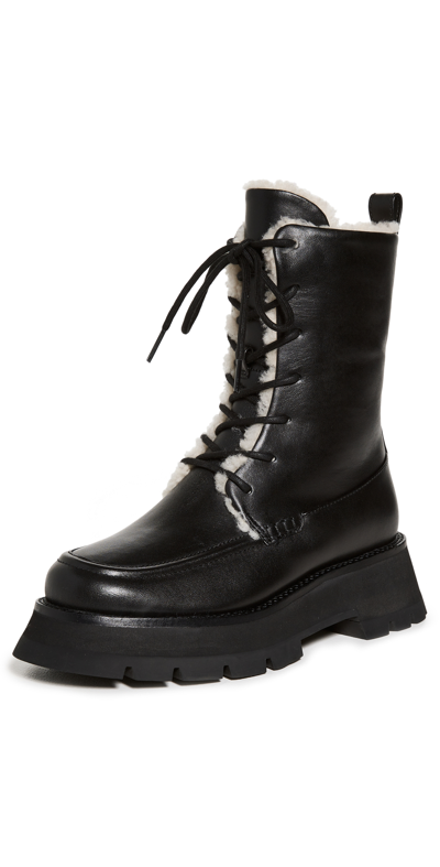 Shop 3.1 Phillip Lim / フィリップ リム Kate Lace Up Combat Boots With Shearling In Black