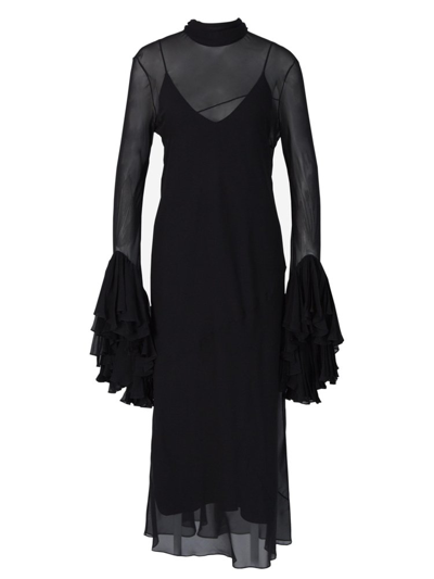 Shop Khaite Evi Midi Dress In Black