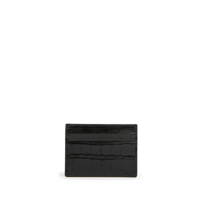 Shop Burberry Crocodile Leather Card Holder In Black