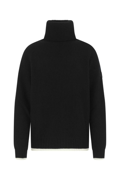 Shop Moncler Turtleneck Knitted Sweater In Black
