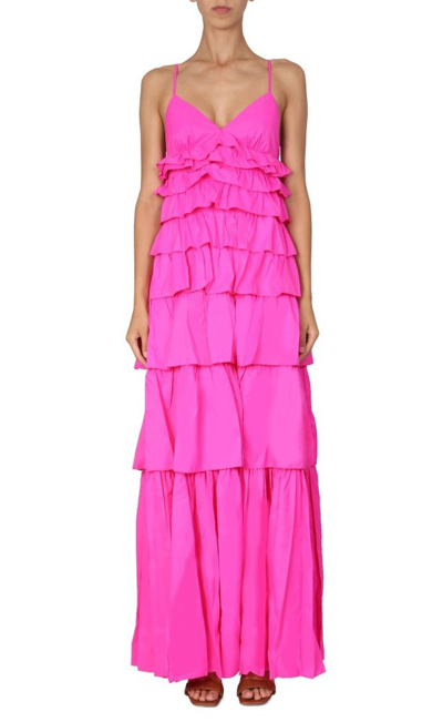 Shop Staud Rylie Ruffled Strapped Maxi Dress In Pink