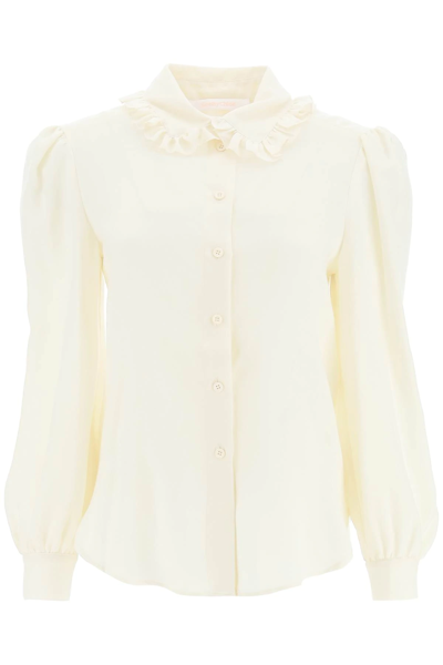 Shop See By Chloé Viscose Shirt With Ruffle Detail In White