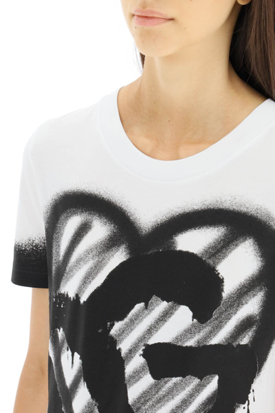 Shop Dolce & Gabbana Logo Print T-shirt In White,black