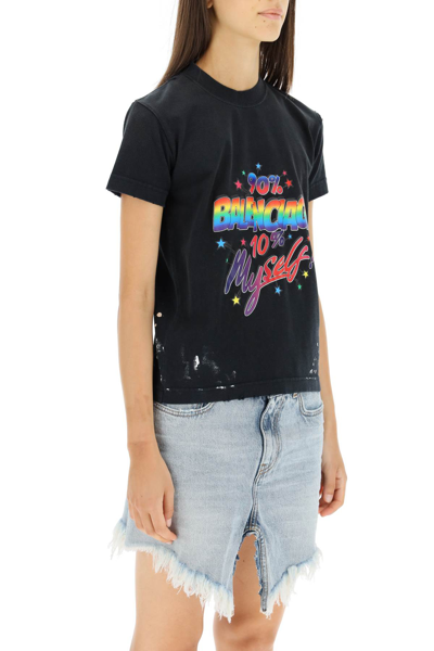 Shop Balenciaga Small Fit T-shirt With Print In Black