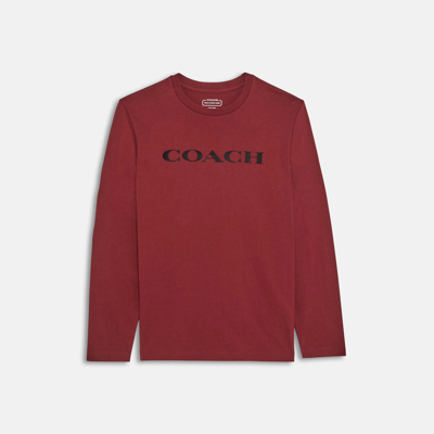 Shop Coach Outlet Essential Long Sleeve T-shirt In Organic Cotton In Red