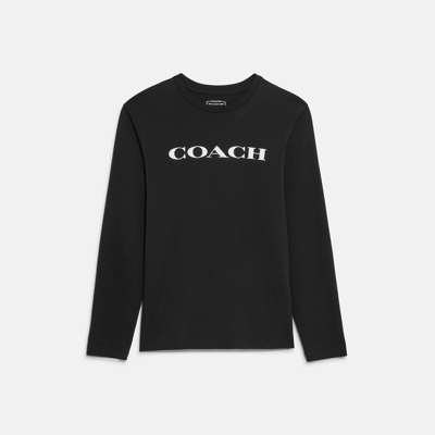 Shop Coach Outlet Essential Long Sleeve T-shirt In Organic Cotton In Black