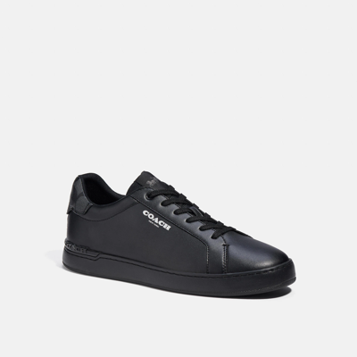 Shop Coach Outlet Clip Low Top Sneaker With Signature Canvas In Black