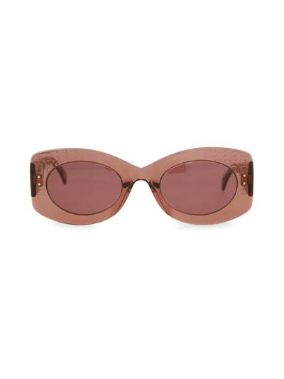 Shop Alaïa Women's 51mm Rectangle Oval Sunglasses In Nude