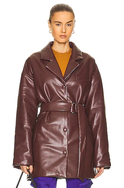 Shop Nanushka Liban Faux Leather Coat In Plum Chutney