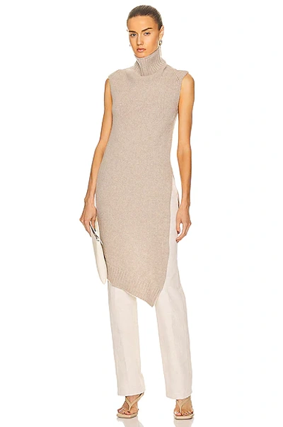 Shop Jil Sander Turtleneck Knit Vest In Sand