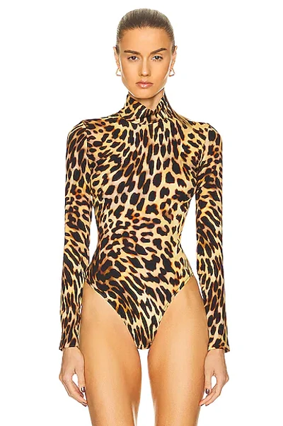 Shop Stella Mccartney Cheetah Bodysuit In Tortoise Shell
