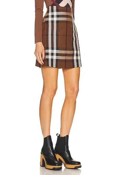 Shop Burberry Teodora Check Mini Skirt In Dark Birch Brown Ip