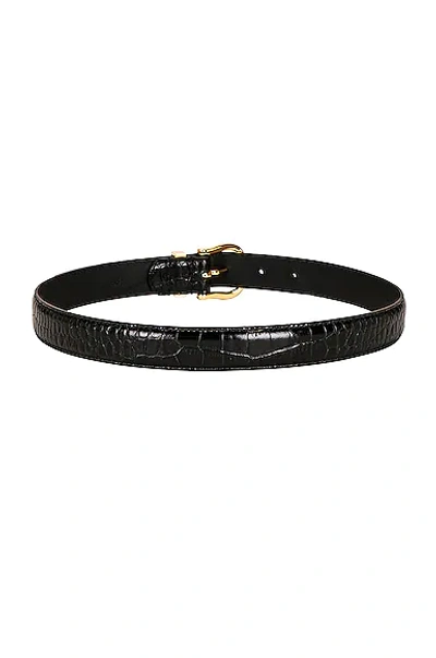 Nili Lotan Louise Belt In Black & Shiny Brass Buckle