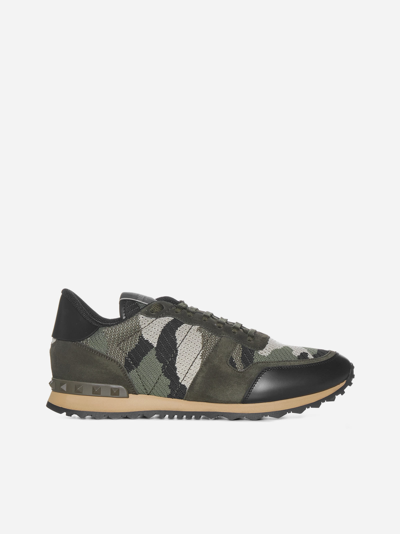 Shop Valentino Rockrunner Camouflage Mesh Sneakers