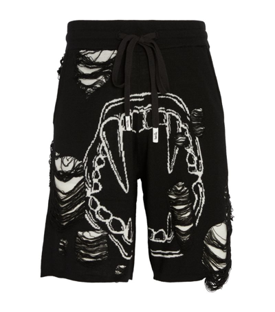 Shop Haculla Distressed Knit Fangs Shorts In Black