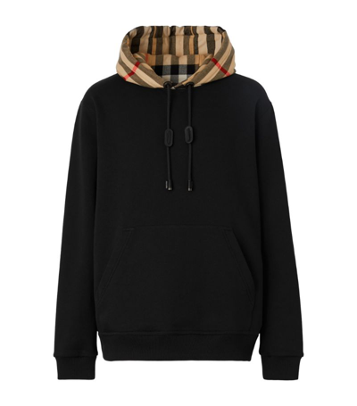 Shop Burberry Vintage Check-detail Hoodie In Black