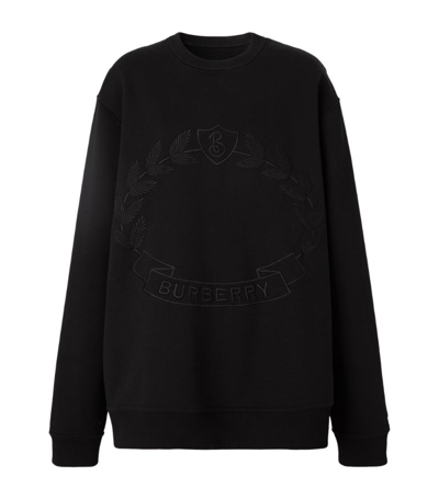 Shop Burberry Embroidered Oak Leaf Sweatshirt In Black