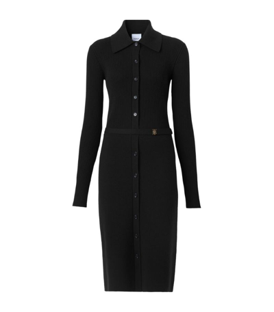 Shop Burberry Wool-blend Knitted Dress In Black