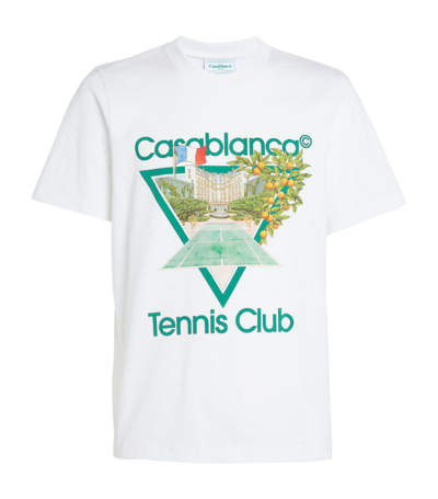 Shop Casablanca Tennis Club Print T-shirt In White