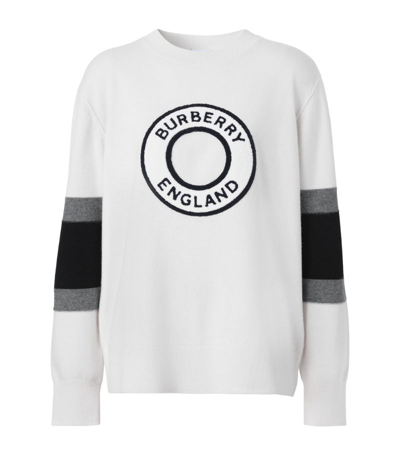 Shop Burberry Wool-cashmere Logo Sweater In White