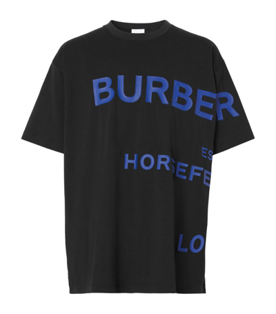 Shop Burberry Cotton Oversized Horseferry Print T-shirt In Black