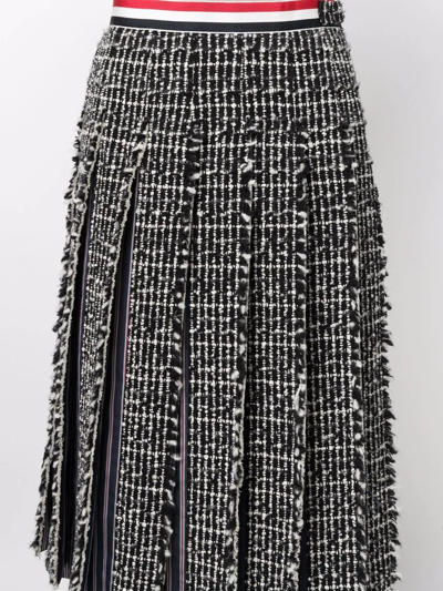 Shop Thom Browne Rwb Pleated Skirt In Black