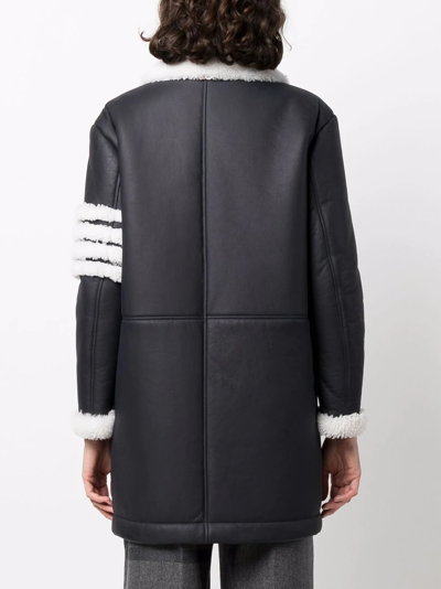 Shop Thom Browne 4-bar Sheepskin Coat In Black
