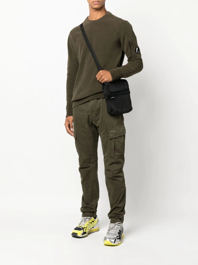 Shop C.p. Company Logo-patch Tapered Cargo Trousers In Green