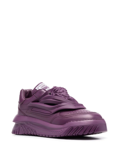 Versace Odissea Chunky Leather Sneakers In Purple | ModeSens