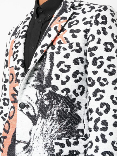 Shop Walter Van Beirendonck Leopard-print Single-breasted Blazer In Weiss