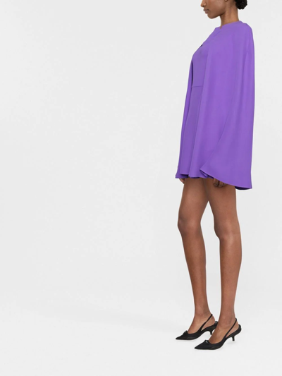 Valentino Cady Couture Cape Sleeve Minidress In Violett