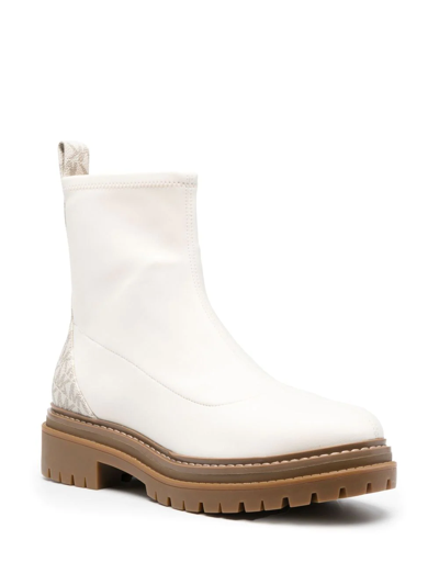 Michael Michael Kors Calf-leather Logo-print Ankle-boots In Nude