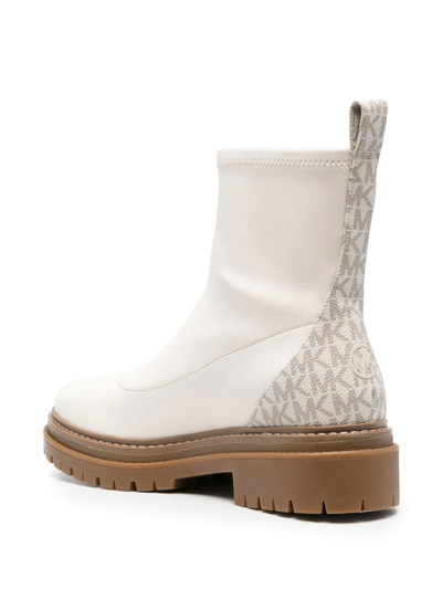 Michael Michael Kors Calf-leather Logo-print Ankle-boots In Nude