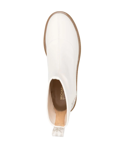 Michael Michael Kors Calf-leather Logo-print Ankle-boots In Nude
