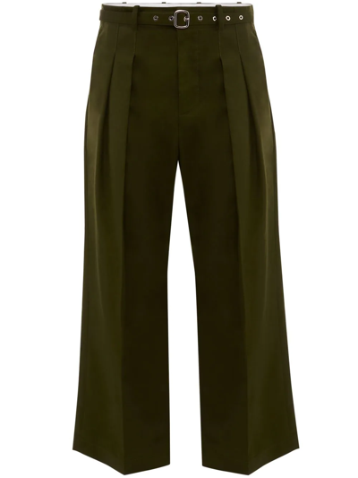 Jw Anderson Wide Leg Pleat Front Trousers In Khaki | ModeSens