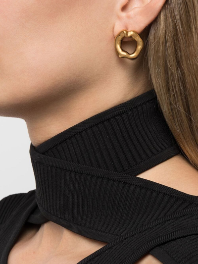 Vann Jewelry Irregular Circle Earrings In Gold