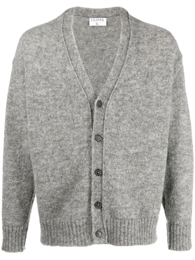 Shop Filippa K M. Marco Knitted Wool Cardigan In Grey