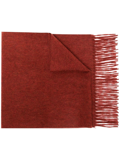 Shop N•peal Fringed Cashmere Scarf In Red