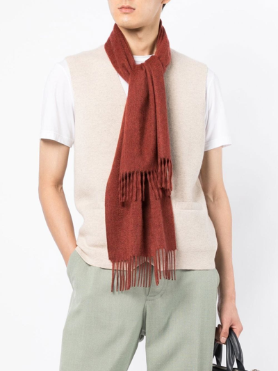 Shop N•peal Fringed Cashmere Scarf In Red