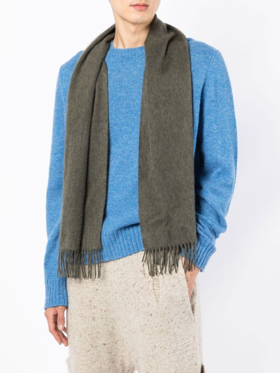 N•peal Frayed-edge Cashmere Scarf In Green