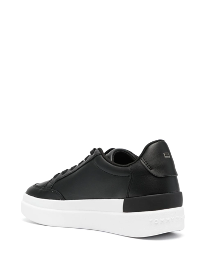 Shop Tommy Hilfiger Calf-leather Chunky Sneakers In Schwarz